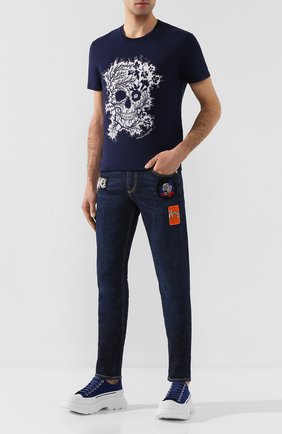 Мужская хлопковая футболка ALEXANDER MCQUEEN темно-синего цвета по цене 21550 руб., арт. 599560/Q0Z66 | Фото 2 Мужская хлопковая футболка ALEXANDER MCQUEEN темно-синего цвета, арт. 599560/Q0Z66 | Фото 2