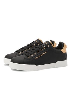 Женские кожаные кеды portofino DOLCE & GABBANA черного цвета по цене 47500 руб., арт. CK1602/AN298 | Фото 1 Женские кожаные кеды portofino DOLCE & GABBANA черного цвета, арт. CK1602/AN298 | Фото 1