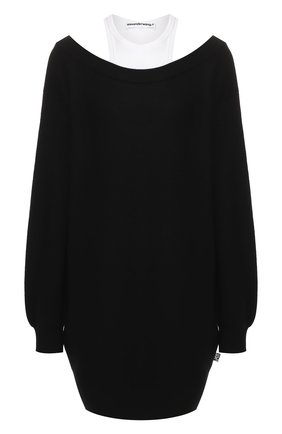 Женское шерстяное платье ALEXANDERWANG.T черно-белого цвета по цене 44550 руб., арт. 4KC1206012 | Фото 1 Женское шерстяное платье ALEXANDERWANG.T черно-белого цвета, арт. 4KC1206012 | Фото 1