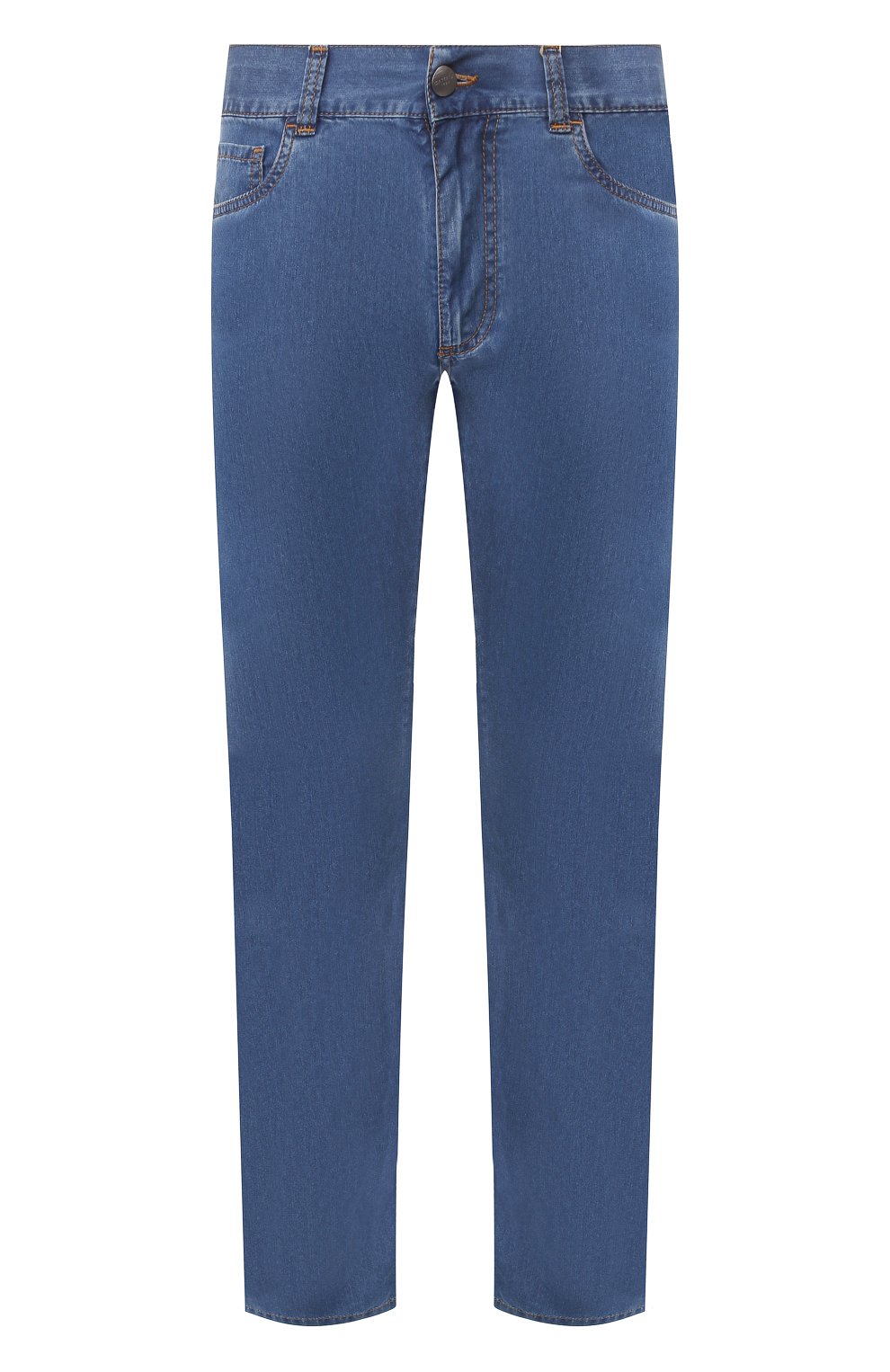 Мужские джинсы CANALI синего цвета, арт. 91700/PD00019 | Фото 1 (Силуэт М (брюки): Прямые; Кросс-КТ: Деним; Материал внешний: Хлопок)