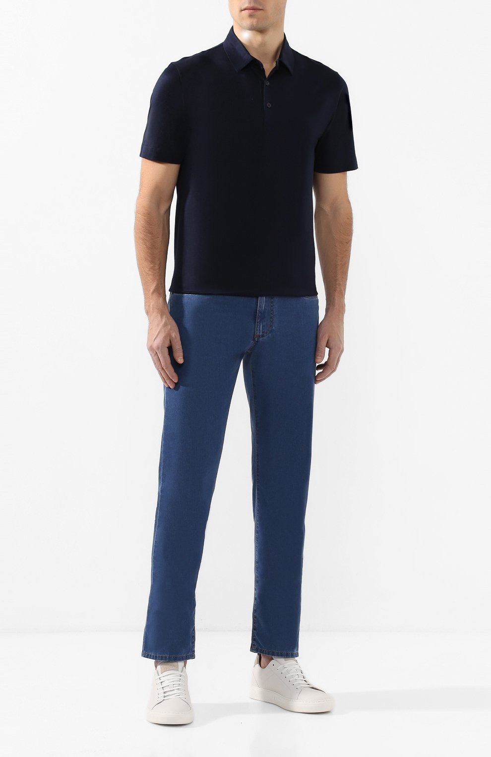 Мужские джинсы CANALI синего цвета, арт. 91700/PD00019 | Фото 2 (Силуэт М (брюки): Прямые; Кросс-КТ: Деним; Материал внешний: Хлопок)