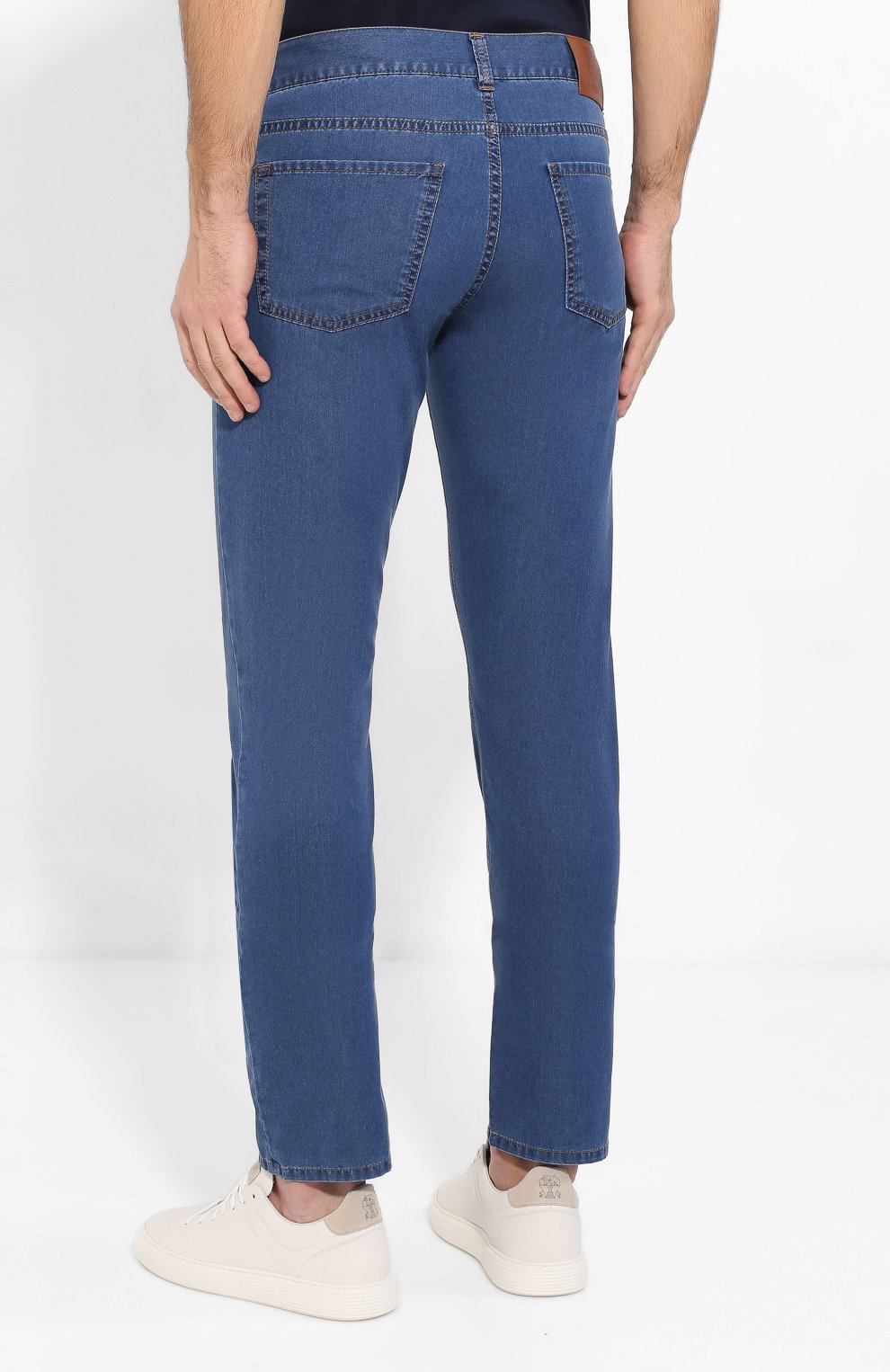 Мужские джинсы CANALI синего цвета, арт. 91700/PD00019 | Фото 4 (Силуэт М (брюки): Прямые; Кросс-КТ: Деним; Материал внешний: Хлопок)