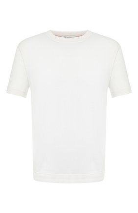 Мужская футболка BRUNELLO CUCINELLI белого цвета, арт. M2981330 | Фото 1 (Рукава: Короткие; Материал внешний: Хлопок; Длина (для топов): Стандартные; Принт: Без принта; Стили: Кэжуэл)