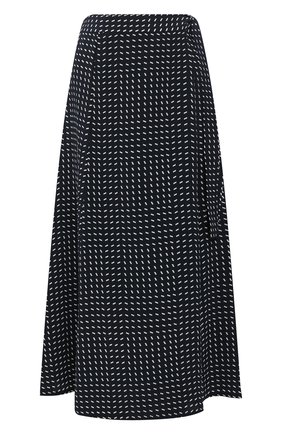Женская шелковая юбка LORO PIANA темно-синего цвета, арт. FAL0756 | Фото 1 (Материал внешний: Шелк; Длина Ж (юбки, платья, шорты): Миди; Статус проверки: Проверена категория; Стили: Кэжуэл)