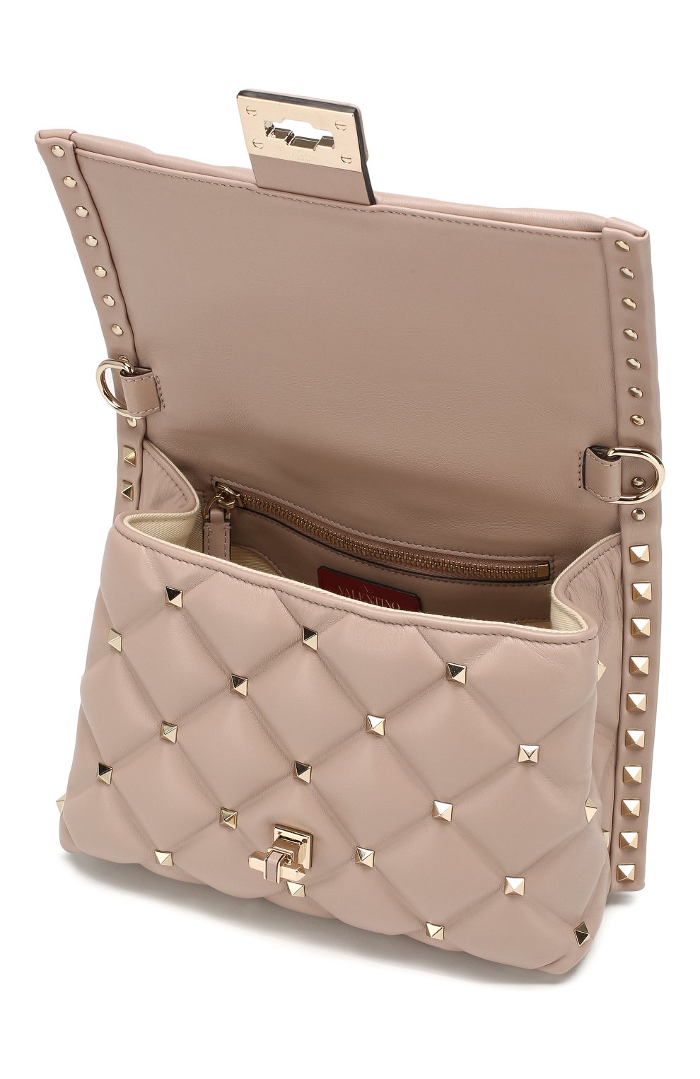 Женская сумка candystud VALENTINO бежевого цвета по цене 241000 руб., арт. TW2B0B55/NAP | Фото 4 Женская сумка candystud VALENTINO бежевого цвета, арт. TW2B0B55/NAP | Фото 4 (Сумки-технические: Сумки top-handle; Материал: Натуральная кожа; Ремень/цепочка: На ремешке; Размер: small)