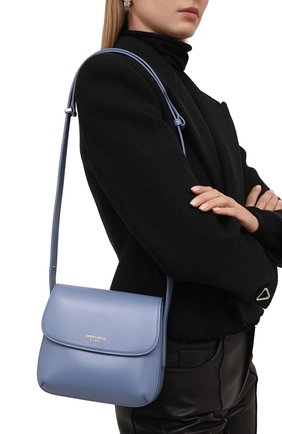 Женская сумка la prima small GIORGIO ARMANI голубого цвета, арт. Y1E138/YTF4A | Фото 2 (Материал: Натуральная кожа; Размер: small; Сумки-технические: Сумки top-handle; Ремень/цепочка: На ремешке)