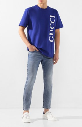 Мужские джинсы GUCCI синего цвета по цене 62000 руб., арт. 600156/XDAX5 | Фото 2 Мужские джинсы GUCCI синего цвета, арт. 600156/XDAX5 | Фото 2 (Материал внешний: Хлопок; Длина (брюки, джинсы): Стандартные; Силуэт М (брюки): Прямые; Кросс-КТ: Деним)