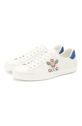 Мужские кожаные кеды ace GUCCI белого цвета по цене 43900 руб., арт. 603696/AY070 | Фото 1 Мужские кожаные кеды ace GUCCI белого цвета, арт. 603696/AY070 | Фото 1