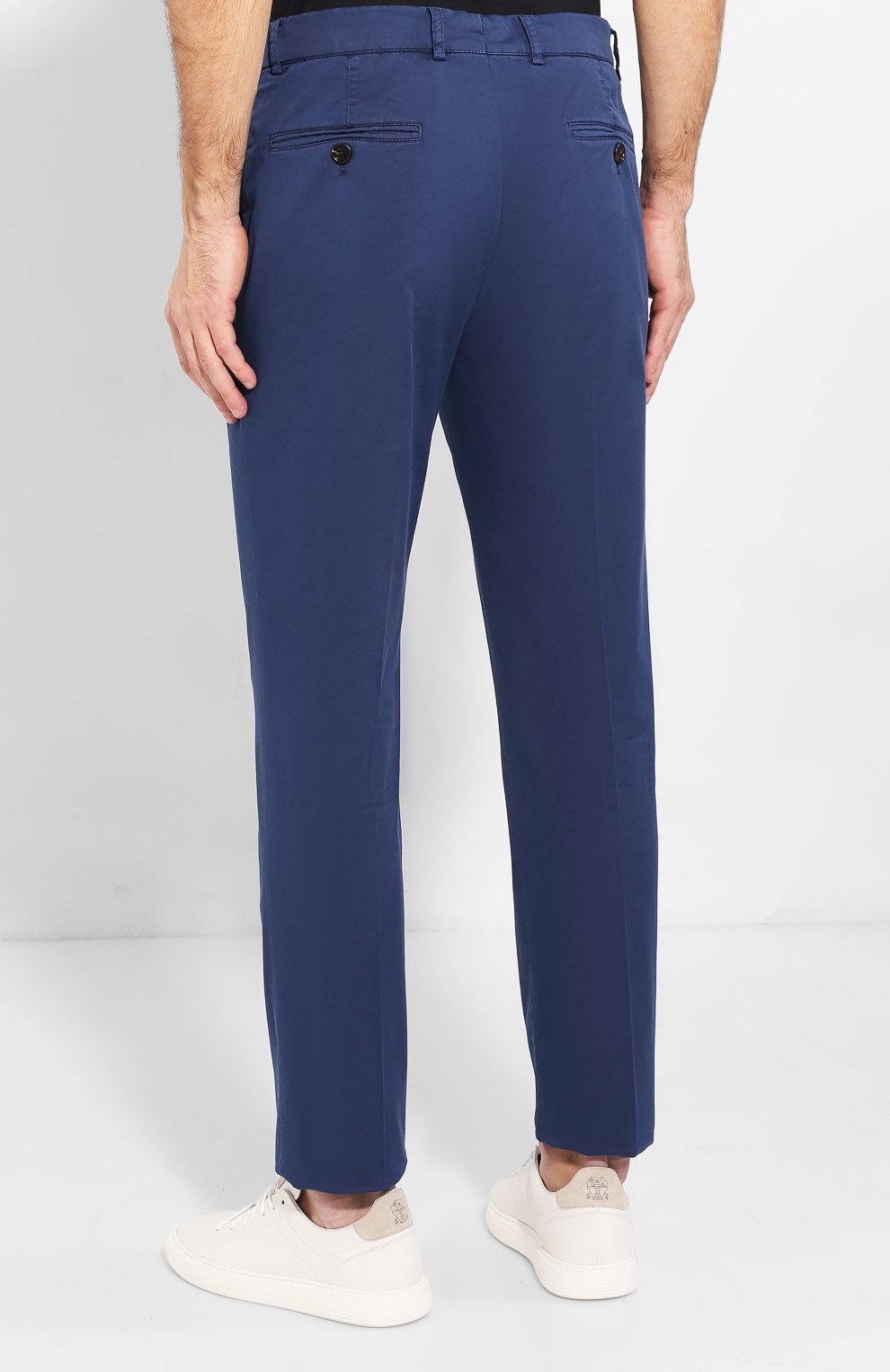 Мужские хлопковые брюки BRUNELLO CUCINELLI темно-синего цвета, арт. M289LB1150 | Фото 4 (Случай: Повседневный; Материал внешний: Хлопок; Стили: Кэжуэл)