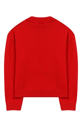 Детский шерстяной пуловер DOLCE & GABBANA красного цвета, арт. L5KW47/JAVQU/2-6 | Фото 2 (Рукава: Длинные; Материал внешний: Шерсть; Девочки Кросс-КТ: Пуловер-одежда; Принт: С принтом; Статус проверки: Проверена категория)