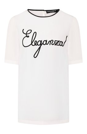 Женская шелковый топ DOLCE & GABBANA белого цвета по цене 69700 руб., арт. F73Y2Z/G7TWV | Фото 1 Женская шелковый топ DOLCE & GABBANA белого цвета, арт. F73Y2Z/G7TWV | Фото 1
