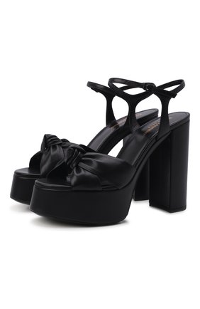 Женские кожаные босоножки bianca SAINT LAURENT черного цвета по цене 63950 руб., арт. 606713/1N800 | Фото 1 Женские кожаные босоножки bianca SAINT LAURENT черного цвета, арт. 606713/1N800 | Фото 1