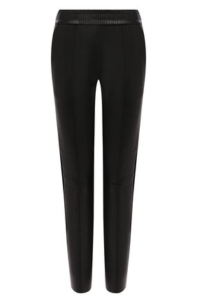 Женские кожаные брюки SPRWMN черного цвета по цене 99500 руб., арт. J0G-011-L/SLIM J0GGER SATEEN TUX | Фото 1 Женские кожаные брюки SPRWMN черного цвета, арт. J0G-011-L/SLIM J0GGER SATEEN TUX | Фото 1