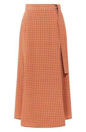 Женская шелковая юбка LORO PIANA бежевого цвета, арт. FAL0756 | Фото 1 (Материал внешний: Шелк; Длина Ж (юбки, платья, шорты): Миди; Стили: Кэжуэл)
