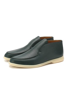 Мужские кожаные ботинки open walk LORO PIANA зеленого цвета, арт. FAL0319 | Фото 1 (Подошва: Плоская; Материал внутренний: Натуральная кожа; Мужское Кросс-КТ: Ботинки-обувь; Материал внешний: Кожа; Материал утеплителя: Без утеплителя; Региональные ограничения белый список (Axapta Mercury): RU)
