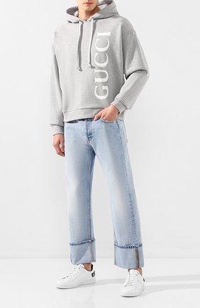 Мужской хлопковое худи GUCCI серого цвета по цене 74000 руб., арт. 604974/XJB1D | Фото 2 Мужской хлопковое худи GUCCI серого цвета, арт. 604974/XJB1D | Фото 2