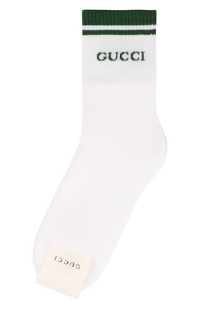 Мужские хлопковые носки GUCCI зеленого цвета, арт. 496493/4G293 | Фото 1 (Материал внешний: Хлопок; Кросс-КТ: бельё; Региональные ограничения белый список (Axapta Mercury): RU)