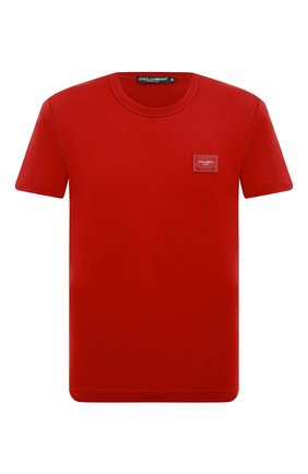 Мужская хлопковая футболка DOLCE & GABBANA красного цвета, арт. G8KJ9T/FU7EQ | Фото 1 (Статус проверки: Проверена категория; Рукава: Короткие; Материал внешний: Хлопок; Принт: Без принта; Длина (для топов): Стандартные; Стили: Кэжуэл)