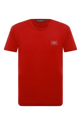 Мужская хлопковая футболка DOLCE & GABBANA красного цвета по цене 26950 руб., арт. G8KJ9T/FU7EQ | Фото 1 Мужская хлопковая футболка DOLCE & GABBANA красного цвета, арт. G8KJ9T/FU7EQ | Фото 1 (Статус проверки: Проверена категория; Рукава: Короткие; Материал внешний: Хлопок; Принт: Без принта; Длина (для топов): Стандартные; Стили: Кэжуэл)