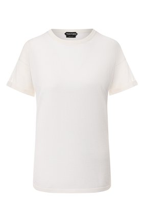 Женская футболка из кашемира и шелка TOM FORD белого цвета по цене 95300 руб., арт. MAK949-YAX087 | Фото 1 Женская футболка из кашемира и шелка TOM FORD белого цвета, арт. MAK949-YAX087 | Фото 1