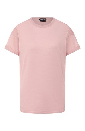 Женская футболка из кашемира и шелка TOM FORD светло-розового цвета по цене 95300 руб., арт. MAK949-YAX087 | Фото 1 Женская футболка из кашемира и шелка TOM FORD светло-розового цвета, арт. MAK949-YAX087 | Фото 1