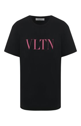 Женская хлопковая футболка VALENTINO черного цвета по цене 31250 руб., арт. TB3MG07D3V6 | Фото 1 Женская хлопковая футболка VALENTINO черного цвета, арт. TB3MG07D3V6 | Фото 1
