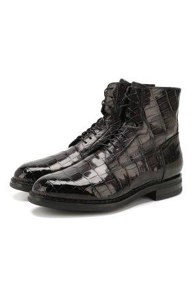Мужские ботинки из кожи аллигатора SANTONI темно-серого цвета по цене 499500 руб., арт. MPC017072MI5YCWSG59/AMIS | Фото 1 Мужские ботинки из кожи аллигатора SANTONI темно-серого цвета, арт. MPC017072MI5YCWSG59/AMIS | Фото 1