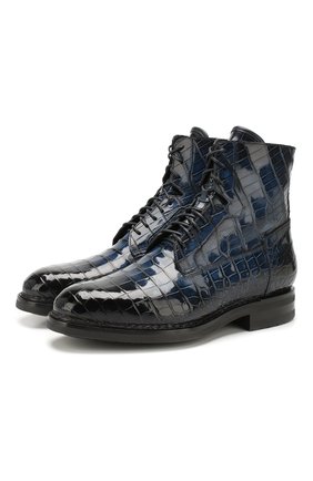 Мужские ботинки из кожи аллигатора SANTONI PRECIOUS синего цвета по цене 499500 руб., арт. MPC017072MI5YCWSU63/AMIS | Фото 1 Мужские ботинки из кожи аллигатора SANTONI PRECIOUS синего цвета, арт. MPC017072MI5YCWSU63/AMIS | Фото 1