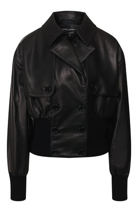 Женский кожаный бомбер DOLCE & GABBANA черного цвета по цене 242000 руб., арт. F9H64L/HULD8 | Фото 1 Женский кожаный бомбер DOLCE & GABBANA черного цвета, арт. F9H64L/HULD8 | Фото 1