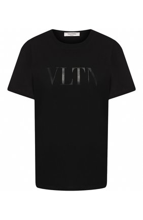 Женская хлопковая футболка VALENTINO черного цвета по цене 31250 руб., арт. TB3MG07D3V6 | Фото 1 Женская хлопковая футболка VALENTINO черного цвета, арт. TB3MG07D3V6 | Фото 1