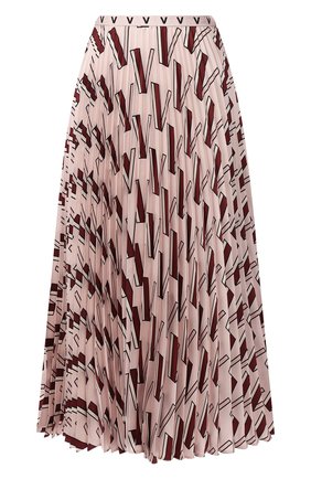 Женская шелковая юбка VALENTINO бежевого цвета, арт. TB3RA5K454R | Фото 1 (Материал внешний: Шелк; Длина Ж (юбки, платья, шорты): Миди; Статус проверки: Проверена категория; Женское Кросс-КТ: Юбка-одежда)