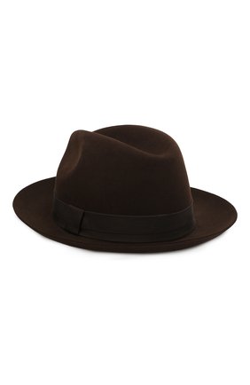 Мужская фетровая шляпа LORO PIANA темно-коричневого цвета, арт. FAI8967 | Фото 1 (Материал: Шерсть, Текстиль)