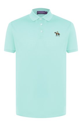 Мужское хлопковое поло RALPH LAUREN голубого цвета по цене 33900 руб., арт. 790508036 | Фото 1 Мужское хлопковое поло RALPH LAUREN голубого цвета, арт. 790508036 | Фото 1