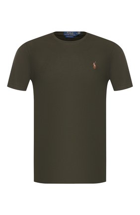 Мужская хлопковая футболка POLO RALPH LAUREN темно-зеленого цвета по цене 5855 руб., арт. 710740727 | Фото 1 Мужская хлопковая футболка POLO RALPH LAUREN темно-зеленого цвета, арт. 710740727 | Фото 1