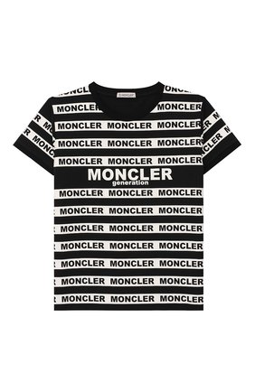 Детская хлопковая футболка MONCLER черного цвета по цене 14400 руб., арт. F1-954-8C708-10-8790A/8-10A | Фото 1 Детская хлопковая футболка MONCLER черного цвета, арт. F1-954-8C708-10-8790A/8-10A | Фото 1 (Материал внешний: Хлопок; Рукава: Короткие; Статус проверки: Проверена категория; Принт: С принтом; Девочки Кросс-КТ: футболка-одежда)