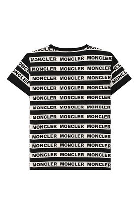 Детская хлопковая футболка MONCLER черного цвета по цене 14400 руб., арт. F1-954-8C708-10-8790A/8-10A | Фото 2 Детская хлопковая футболка MONCLER черного цвета, арт. F1-954-8C708-10-8790A/8-10A | Фото 2 (Материал внешний: Хлопок; Рукава: Короткие; Статус проверки: Проверена категория; Принт: С принтом; Девочки Кросс-КТ: футболка-одежда)