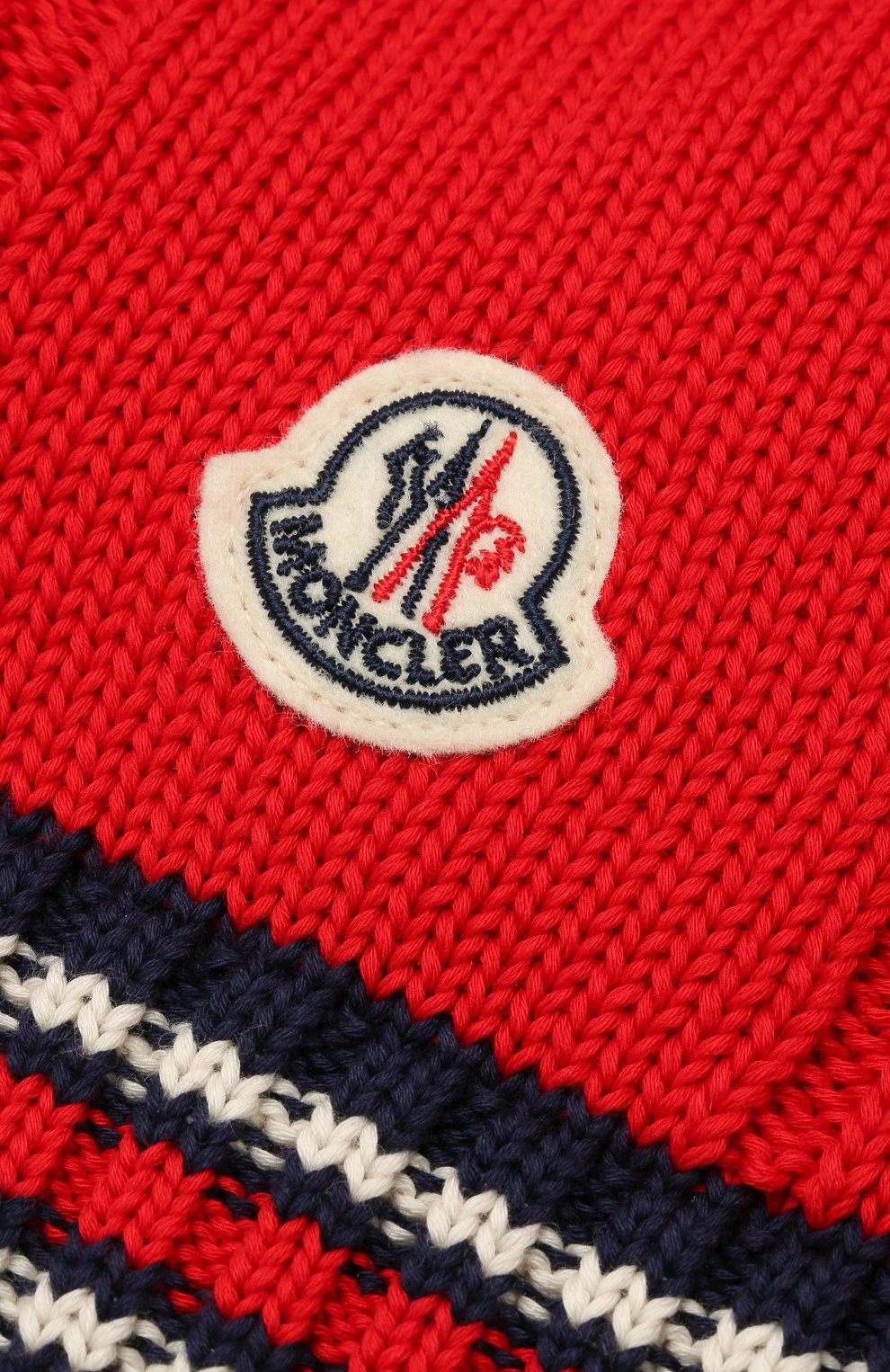 Детского хлопковая шапка MONCLER красного цвета по цене 7995 руб., арт. F1-954-9Z700-20-V9072 | Фото 3 Детского хлопковая шапка MONCLER красного цвета, арт. F1-954-9Z700-20-V9072 | Фото 3
