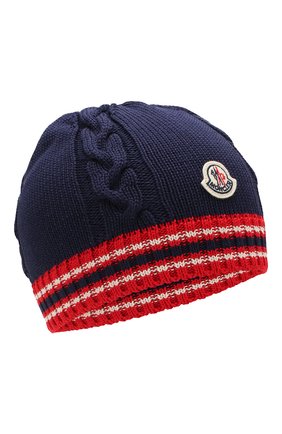 Детского хлопковая шапка MONCLER синего цвета по цене 7995 руб., арт. F1-954-9Z700-20-V9072 | Фото 1 Детского хлопковая шапка MONCLER синего цвета, арт. F1-954-9Z700-20-V9072 | Фото 1