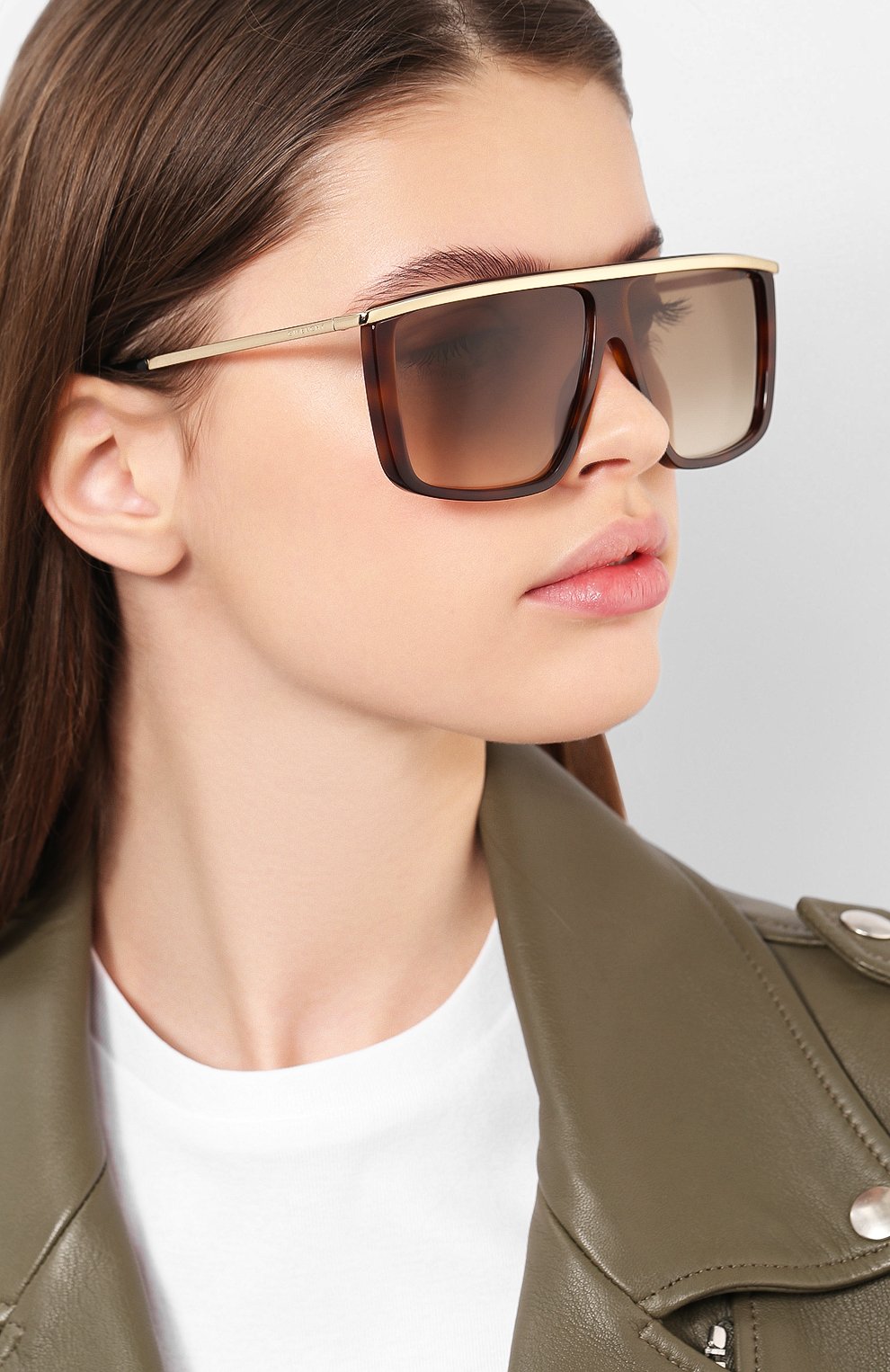 Женские солнцезащитные очки GIVENCHY коричневого цвета, арт. 7146/G 2IK | Фото 2 (Тип очков: С/з; Статус проверки: Проверена категория; Очки форма: Маска, D-форма; Оптика Гендер: оптика-женское)