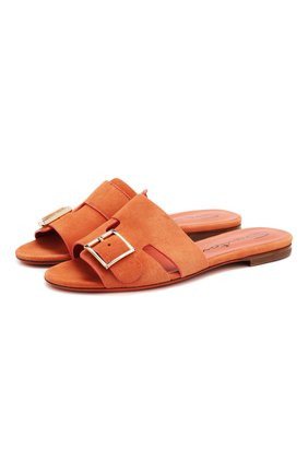 Женские замшевые шлепанцы SANTONI кораллового цвета по цене 29950 руб., арт. WHBF57658HI1RLCPP36 | Фото 1 Женские замшевые шлепанцы SANTONI кораллового цвета, арт. WHBF57658HI1RLCPP36 | Фото 1