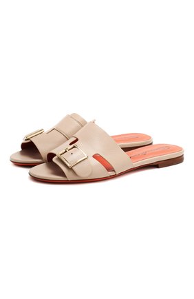Женские кожаные шлепанцы SANTONI светло-бежевого цвета по цене 29950 руб., арт. WHBF57658HI1RGLYP10 | Фото 1 Женские кожаные шлепанцы SANTONI светло-бежевого цвета, арт. WHBF57658HI1RGLYP10 | Фото 1