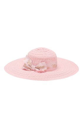 Детская шляпа MONNALISA розового цвета, арт. 175009 | Фото 1 (Материал: Текстиль, Хлопок, Синтетический материал; Статус проверки: Проверена категория)