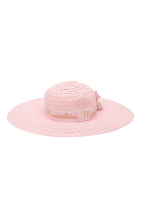 Детская шляпа MONNALISA розового цвета, арт. 175009 | Фото 2 (Материал: Текстиль, Хлопок, Синтетический материал; Статус проверки: Проверена категория)