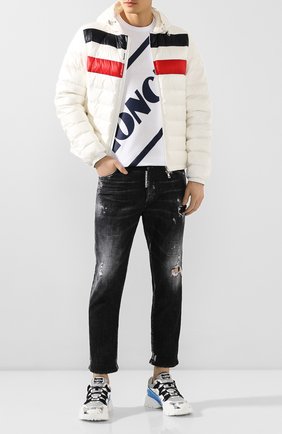 Мужская хлопковая футболка MONCLER белого цвета по цене 17800 руб., арт. F1-091-8C706-10-8390T | Фото 2 Мужская хлопковая футболка MONCLER белого цвета, арт. F1-091-8C706-10-8390T | Фото 2