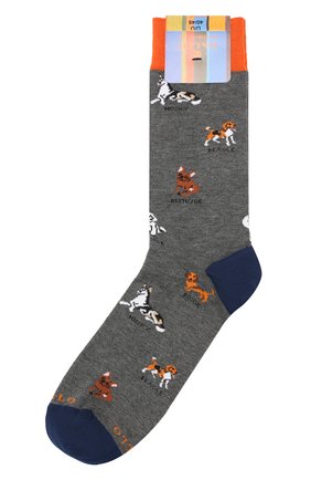 Мужские хлопковые носки GALLO серого цвета, арт. AP508570 | Фото 1 (Материал внешний: Хлопок; Кросс-КТ: бельё)