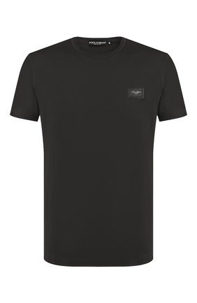 Мужская хлопковая футболка DOLCE & GABBANA темно-серого цвета, арт. G8KJ9T/FU7EQ | Фото 1 (Принт: Без принта; Рукава: Короткие; Длина (для топов): Стандартные; Материал внешний: Хлопок; Стили: Кэжуэл)