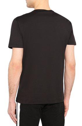 Мужская хлопковая футболка DOLCE & GABBANA темно-серого цвета, арт. G8KJ9T/FU7EQ | Фото 4 (Принт: Без принта; Рукава: Короткие; Длина (для топов): Стандартные; Материал внешний: Хлопок; Стили: Кэжуэл)
