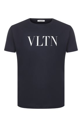 Мужская хлопковая футболка VALENTINO темно-синего цвета по цене 30900 руб., арт. TV3MG10V3LE | Фото 1 Мужская хлопковая футболка VALENTINO темно-синего цвета, арт. TV3MG10V3LE | Фото 1