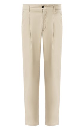Мужские хлопковые брюки GIORGIO ARMANI бежевого цвета, арт. 9WGPP07K/T0120 | Фото 1 (Материал внешний: Хлопок; Длина (брюки, джинсы): Стандартные; Случай: Повседневный)