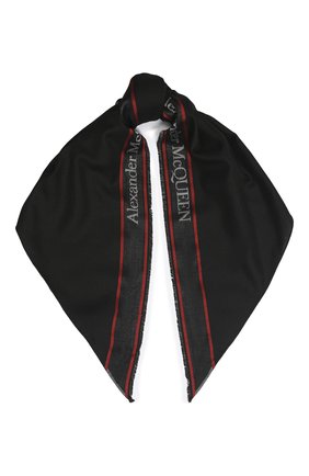 Женский шарф из смеси шерсти и шелка ALEXANDER MCQUEEN черного цвета, арт. 595951/3807Q | Фото 1 (Материал: Текстиль, Шелк, Шерсть)
